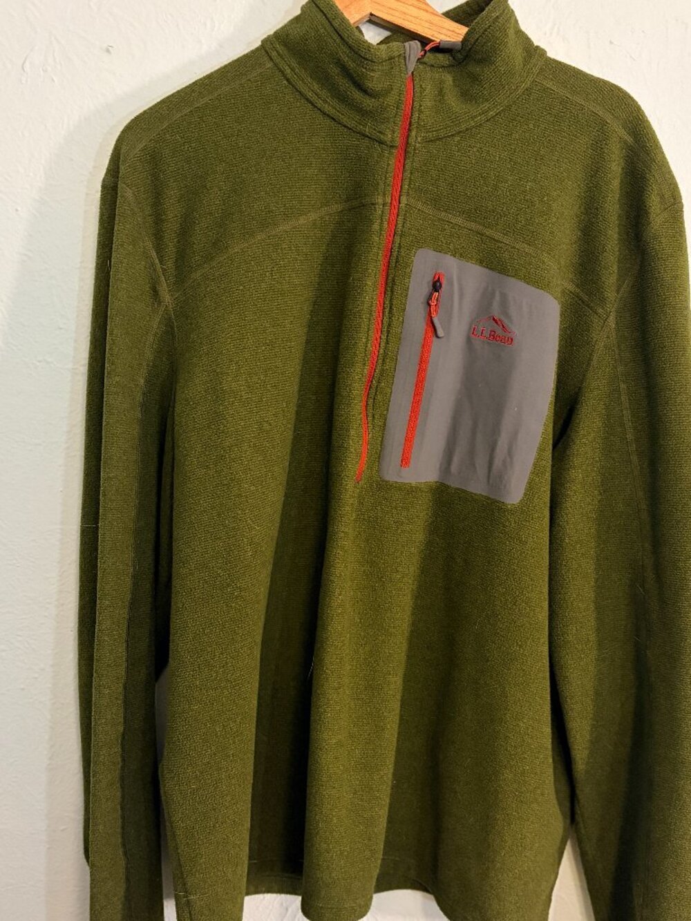 LL Bean Men’s XXL Green Fleece Pullover Quarter Zip Outdoorsy Gorpcore Hiking